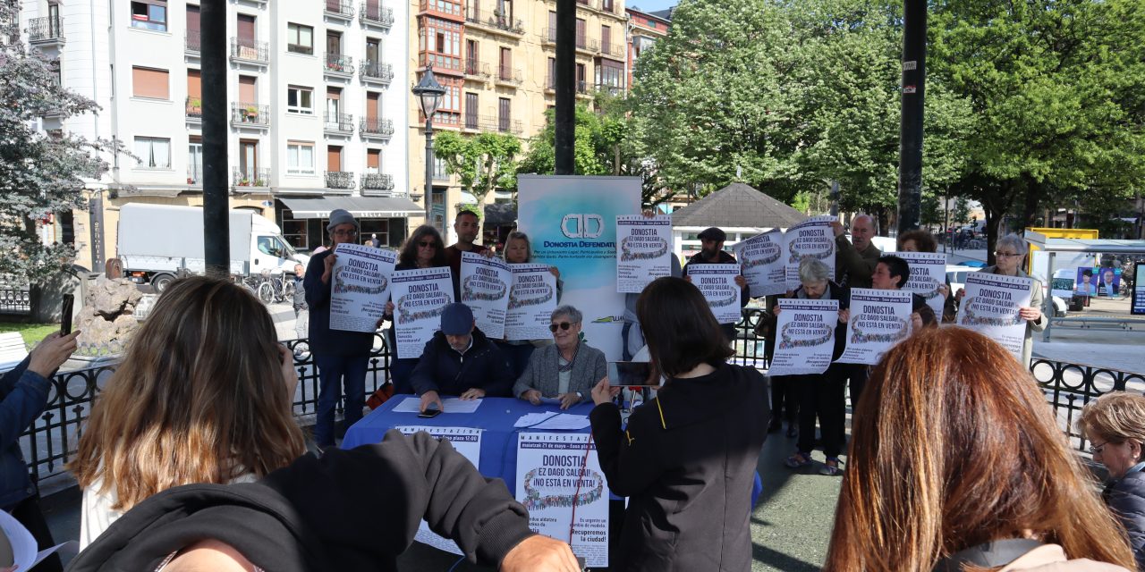 DONOSTIA DEFENDATUZek, manifestaziora deitu die Donostiako herritarrei maiatzaren 21ean, igandea, egungo hiria mehatxatzen duten hirigintza-jarduera basatien ugaritzearen aurrean.